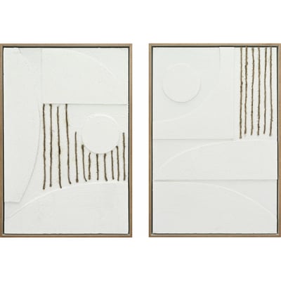 Décoration murale abstraite en bois avec reliefs et cordes RECOLLECTION