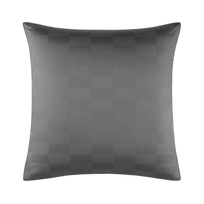 Taie d'oreiller en satin de coton gris, DAMIER DESFORGES