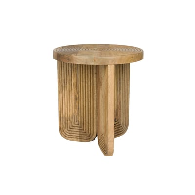 Table d'appoint ronde en bois sculptée - MAEZE MATHI DESIGN
