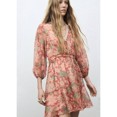 Robe florale manches bouffantes MANGO