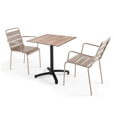 Table inclinable en HPL avec fauteuils en métal, OPERA OVIALA