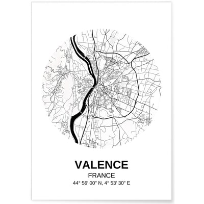 Affiche Carte Valence L'AFFICHERIE