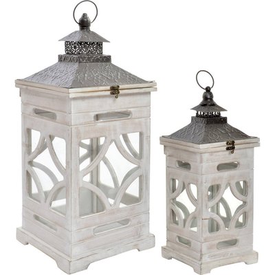Lanterne décorative style arabe en bois et verre naturel RECOLLECTION
