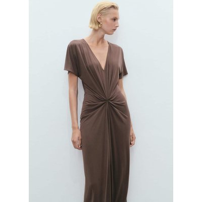 Robe col V froncé MANGO