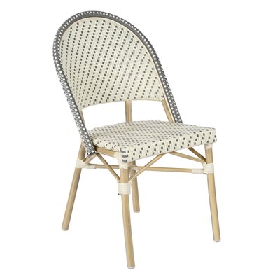 Chaise de terrasse bistrot parisien en aluminium et rotin, MARAIS OVIALA