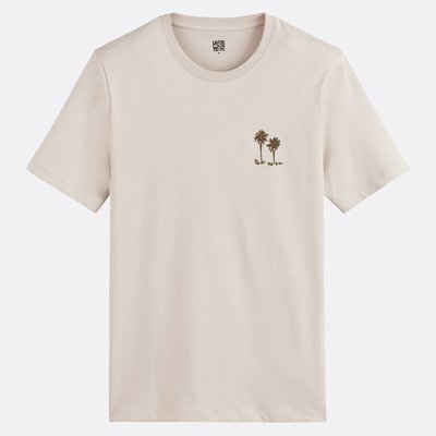T-shirt de gola redonda, mangas curtas, bordada LA REDOUTE COLLECTIONS