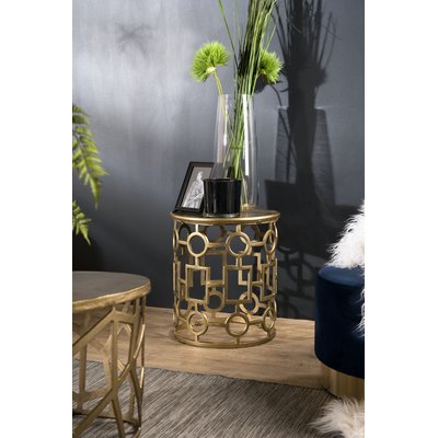 Table d'appoint ronde ajourée dorée ZALA PIER IMPORT