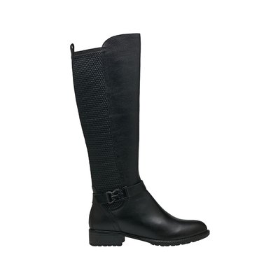 Leather Elasticated Riding Boots with Flat Heel TAMARIS