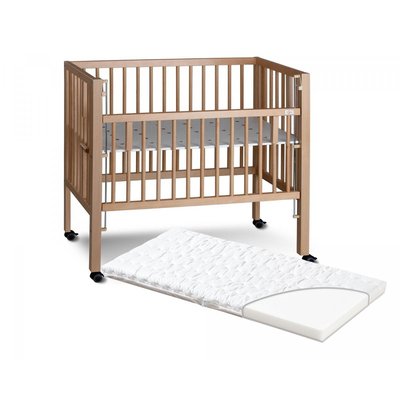 Lit Maxi Boxspring bois naturel avec matelas 90 x 50 TISSI