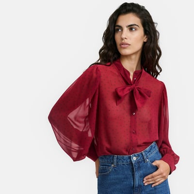 Chemise lavallière à pois manches longues LA REDOUTE COLLECTIONS