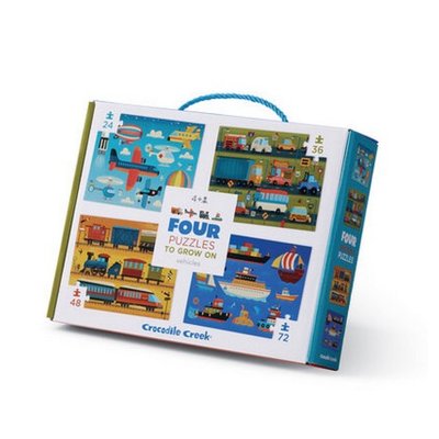 4 puzzles - les vehicules 24, 36, 48 et 72 pcs CROCODILE CREEK