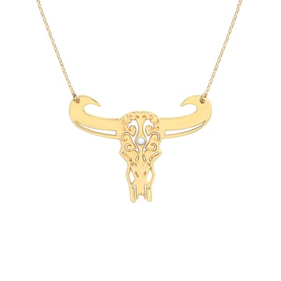 Collier tatoo buffle petit modele nacre blanche CAROLINE NAJMAN
