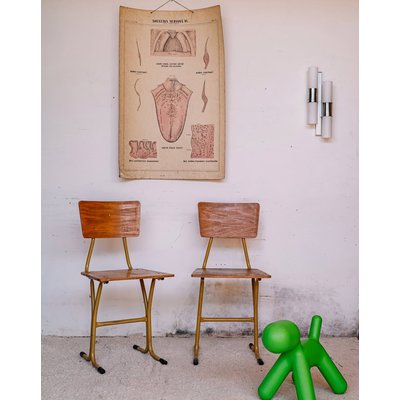 Chaise en bois clair Claude N°861 - Bon état DEBONGOUT