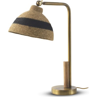 Lampe de table dorée abat jour fibre naturelle tressée RECOLLECTION