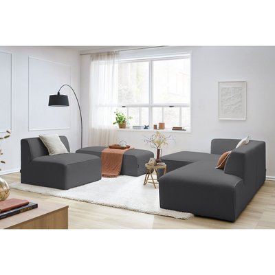Canapé modulable 6 places en tissu bouclette, MEGEVE BOBOCHIC