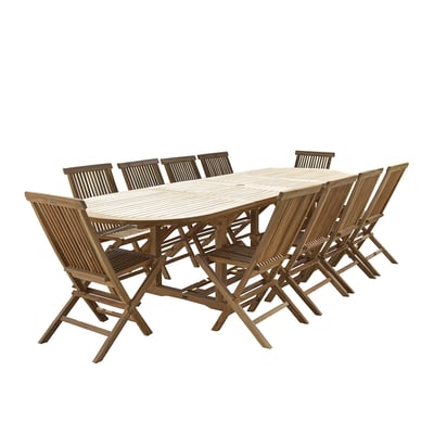 Salon de jardin en teck massif extensible 8/12 places  MIDLAND BERAH GETAH