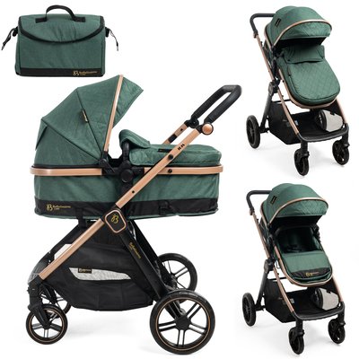 Bebelissimo - Poussette transformable - combinée - 2 en 1 - poids 0-22kg - IRIS- vert BEBELISSIMO J'AIME