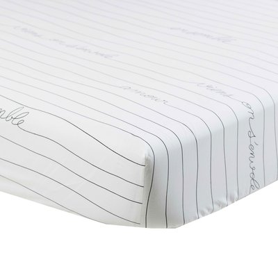 Drap housse percale de coton MONAMOUR CARRE BLANC