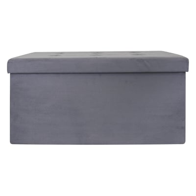 Coffre de rangement banc pliable Suedine Gris foncé EDEN