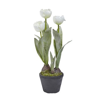 Composition de tulipes givrées en pot artificielles H46 SIA DECO