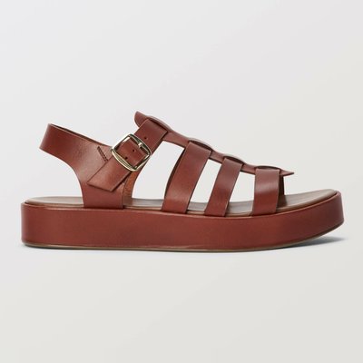 Sandales compensées en cuir MONOPRIX