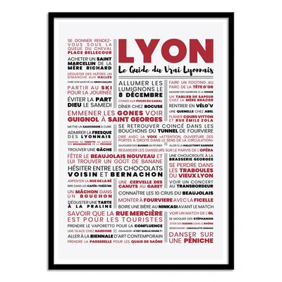 Affiche d’art et cadre noir 30 x 40 cm - Guide du vrai Lyonnais - Frog Posters WALL EDITIONS