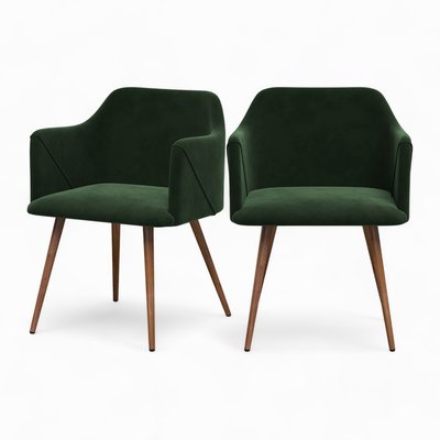 Lot de 2 chaises avec accoudoirs en velours - DAISY RENDEZ-VOUS DÉCO