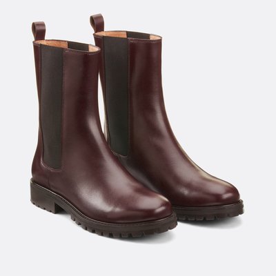 Ботинки челси из гладкой кожи с рифленой подошвой LA REDOUTE COLLECTIONS