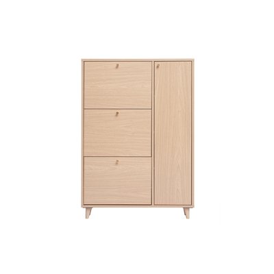 Meuble à chaussures finition bois clair chêne et métal doré L90 cm SILVESTRE MILIBOO