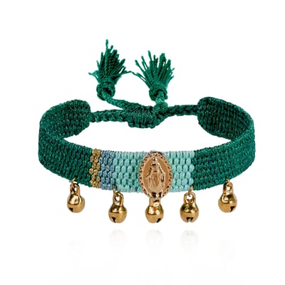 Bracelet en tissu réglable avec cabochon central et pampilles CIPRA HIPANEMA