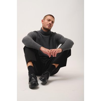 Pull Col Roulé Anthracite Chiné Gyalwa JUST CASHMERE
