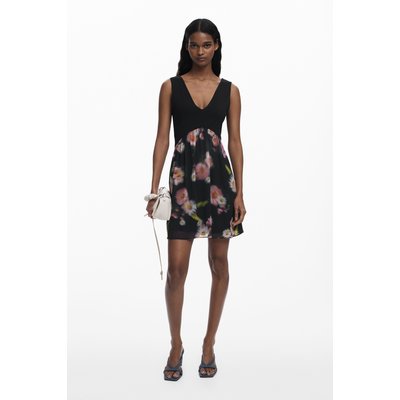 Robe courte bimatière à fleurs DESIGUAL