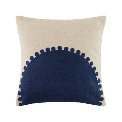 Housse de coussin Solar  en Coton rebrodé de point de chainette Bleu 40x40 cm MADURA