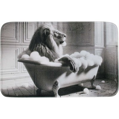 Tapis de bain en polyester Animal 45 x 75 cm Lion JARDINDECO