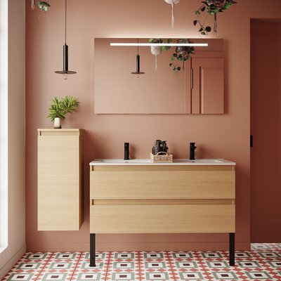 Ensemble double vasque 2 tiroirs + miroir - HUDSON HOMIFAB
