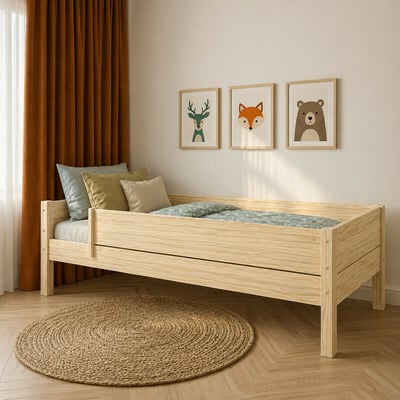 Lit banquette avec barrière Bois massif  LOUW AKITEN RETAIL