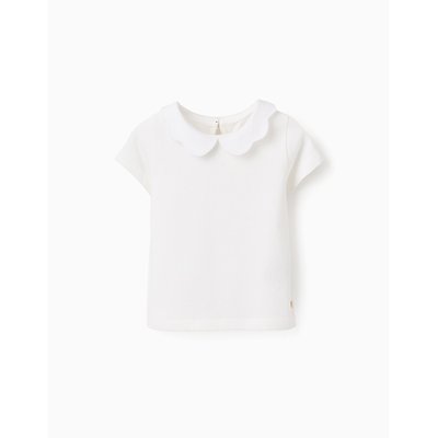T-shirt de Coton avec Col Ondulé ZIPPY