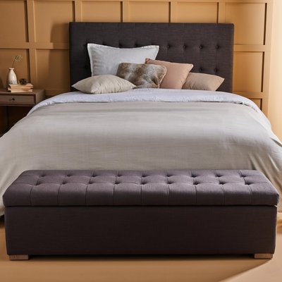 Banc coffre en bois avec revêtement tissu Gris Vatican SIGNATURE