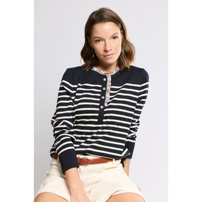 Marinière col fleuri - coton rustique ARMOR-LUX