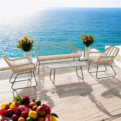 Salon de jardin en résine aspect rotin IBIZA PIER IMPORT