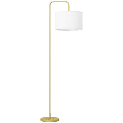 Lampadaire design néo-rétro 163H cm abat-jour aspect lin blanc acier HOMCOM