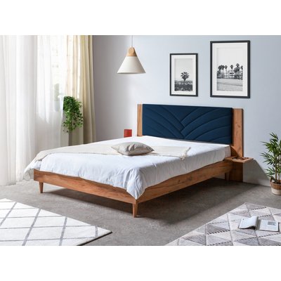 Lit en MDF Tissu avec pieds en bois, TRIOMPHE BOBOCHIC