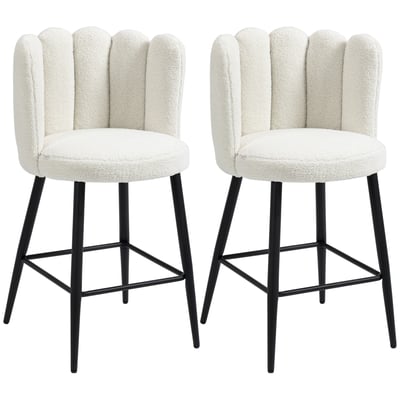 Tabouret de bar Tissu 100% polyester Blanc HOMCOM