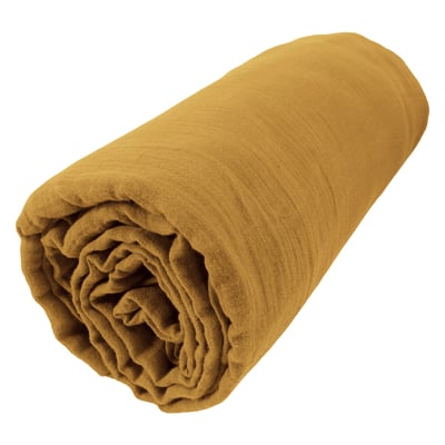 Drap housse gaze de coton 140 x 190 cm Gaia camel EDEN
