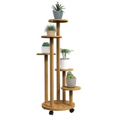 Étagère à plantes support à plantes 5 niveaux bambou OUTSUNNY