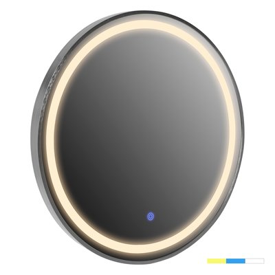 MIROIR MURAL ROND HM9580.40 EN ALUMINIUM GRIS-LUMIÈRE LED Φ60x3cm. STELLAMEUBLES