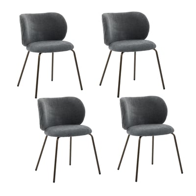 Lot de 4 chaises de salle à manger modernes en chenille tissu, KAROMIC MEUBLES COSY