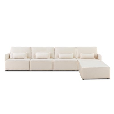 Canapé 2 places chaise longue en bouclé et en pin Blanc Neige LEA REALLY NICE THINGS