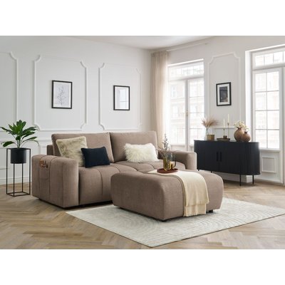 Canapé droit convertible 4 places en velours avec pouf, ARSENE BOBOCHIC