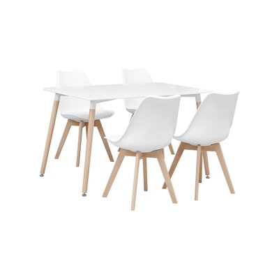Ensemble table à manger scandinave pieds bois de hêtre 4 chaises HEDVIG 120X80CM SWEEEK